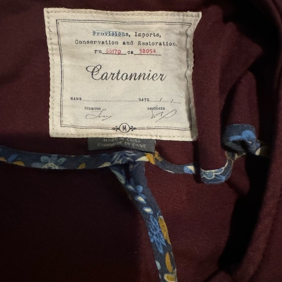 Anthropologie M Cartonnier Blazer Burgundy Large Button - Picture 6 of 8